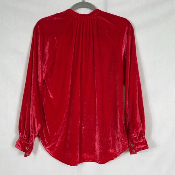 Pilcro Red Velvet Top Blouse Size XS Button Down EUC - Picture 4 of 9